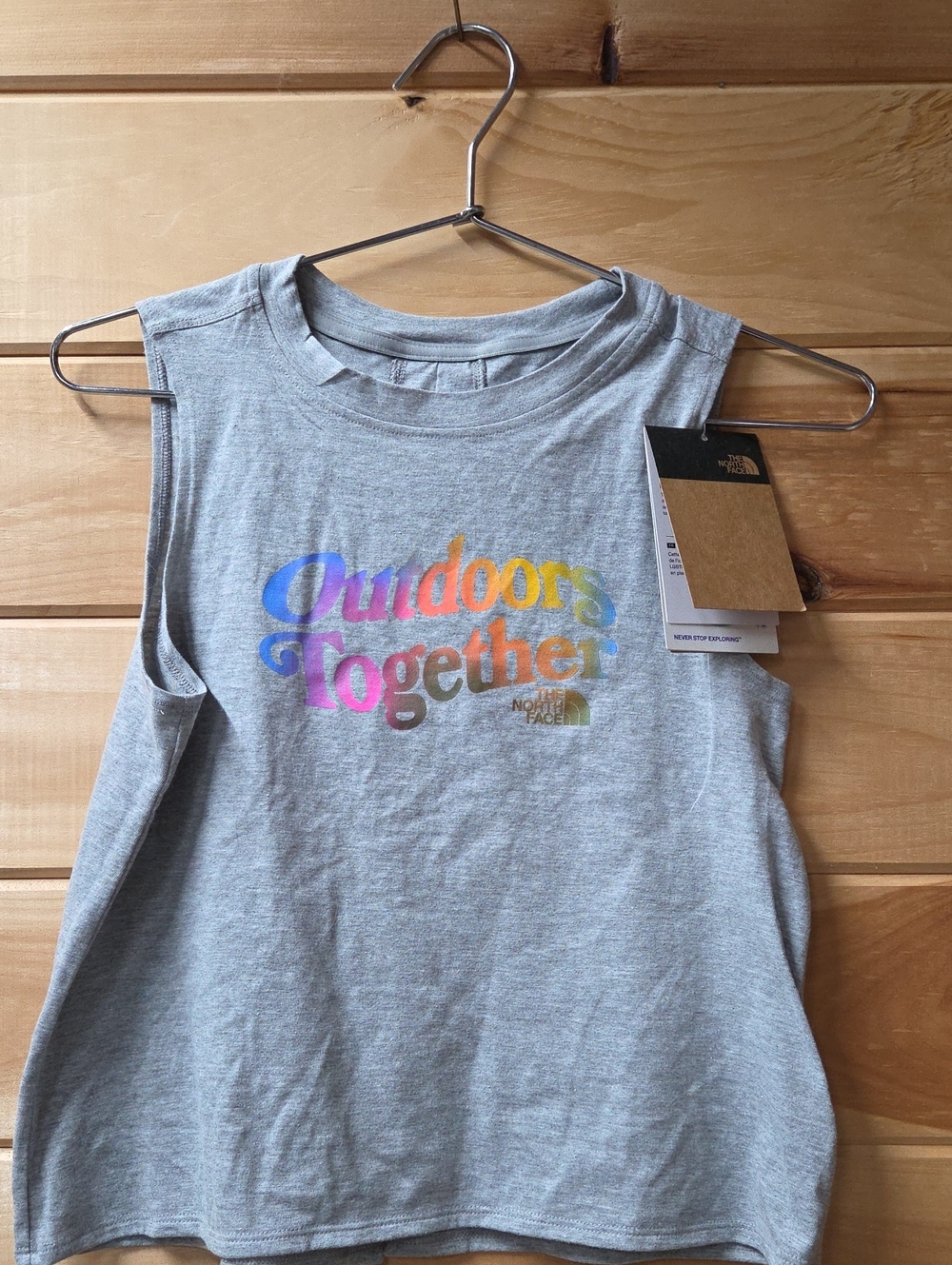 The North Face Heather Gray Tank with Rainbow 'Outdoors Together' Logo